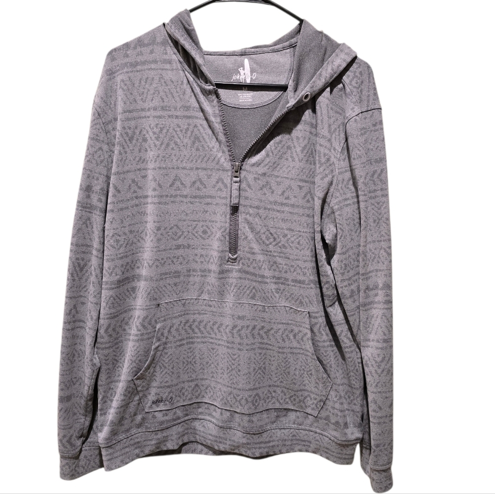 Johnnie-O Mackeys Printed Polar Fleece Gray Golf Hoodie Medium